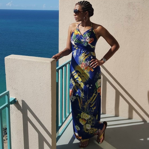 miss morena Dresses & Skirts - Tropical Colorful Maxi Padded Backless Sun Dress